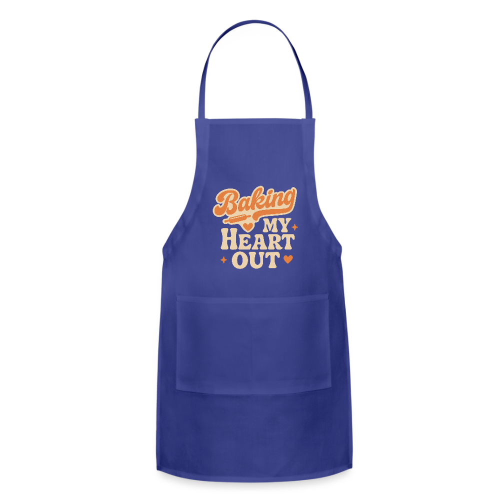 Baking My Heart Out" Apron - royal blue