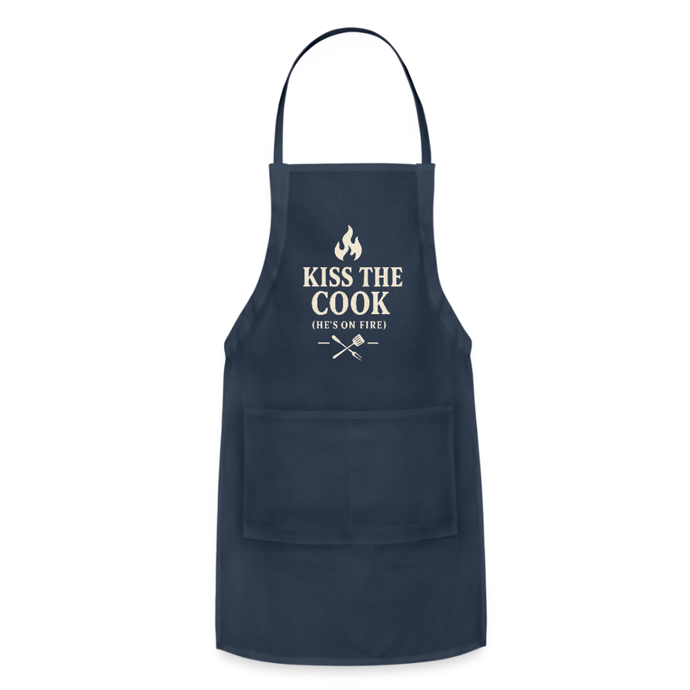 Kiss the Cook (He’s on Fire) Apron - navy