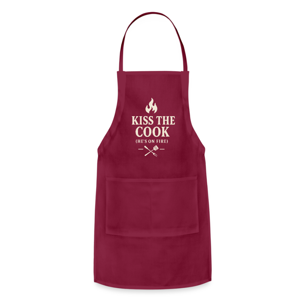 Kiss the Cook (He’s on Fire) Apron - burgundy