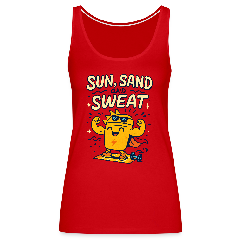 Sun, Sand, and Sweat Tank Top - red